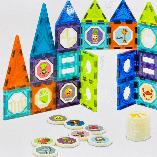 Unleash endless creativity with this 52-piece Magnetic Tile Set, designed to inspire young minds through hands-on play and learning. With vibrant colors and strong magnets, kids can build exciting 3D structures, intricate designs, and creative tracks, all while enhancing problem-solving skills, spatial awareness, and imagination.