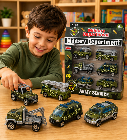 Military Department Die-Cast Vehicle Set – 6 Piece Collection