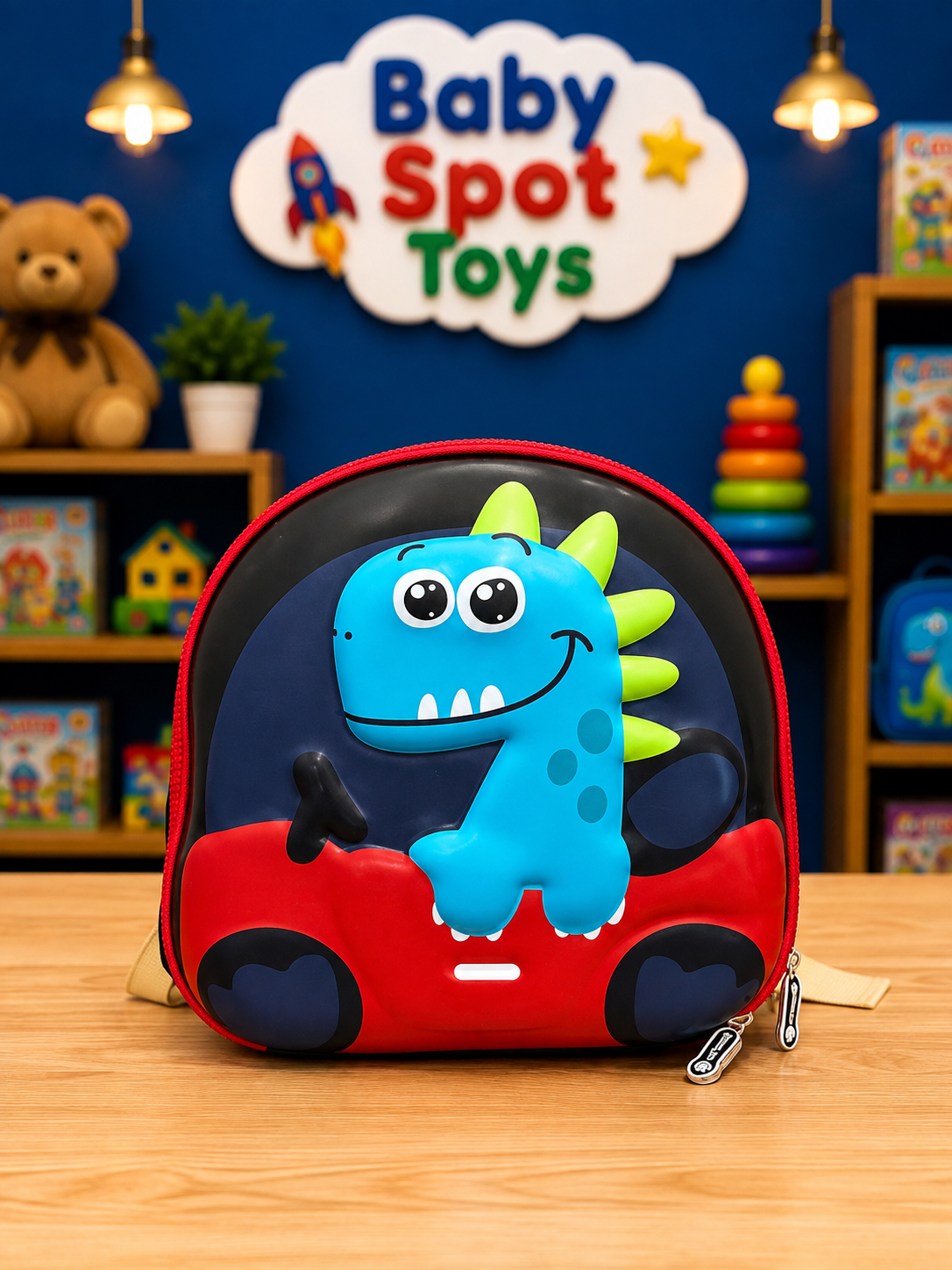 3D Dinosaur Car Kids Backpack – Cute Cartoon Preschool & Travel Bag