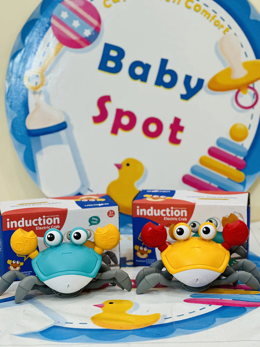 # **Dancing Crab Toy โ Crawling, Musical & Full of Fun! ๐ฆ๐ถ**  
Watch your little one **crawl, chase, and giggle** with the **Dancing Crab Toy**! This **adorable, light-up crab** moves **flexibly in all directions**, encouraging **active play and tummy time fun**. With its **bright colors, playful music, and interactive movement**, it keeps kids **engaged and entertained** while **boosting motor skills**!  
## **๐ Why Kids Love It?**  
๐ฆ **Crawling Fun** โ The crab **scurries around**, encouraging bab