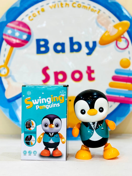Bring joy to your little one with this adorable Dancing Penguin Toy, designed to entertain with gentle LED lights, music, and playful movements. Perfect as a bedtime companion, this penguin waddles, waves its arms, and glows with soft yellow lights, creating a soothing and fun-filled experience.