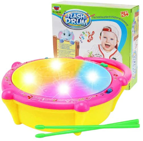 Let your little rockstar explore music, rhythm, and coordination with the Musical Flash Drum! This interactive drum is designed to captivate young minds with flashing lights, engaging sounds, and exciting beats. With three game modes, nine delightful songs, and nine unique drum sounds, it offers endless entertainment while boosting sensory development and motor skills.