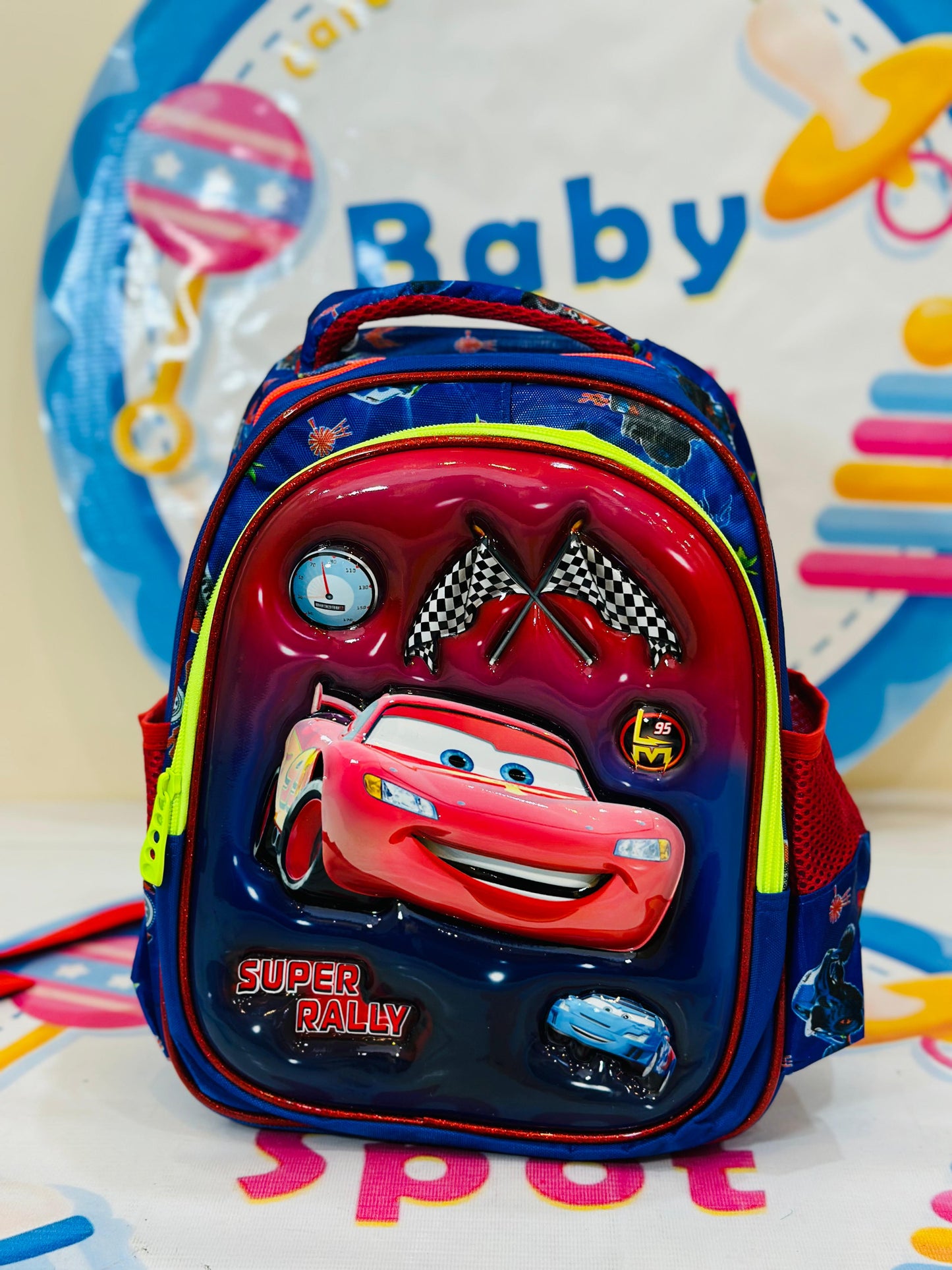 12 to 13 inches 3d cars themed bag set playgroup/ nursery