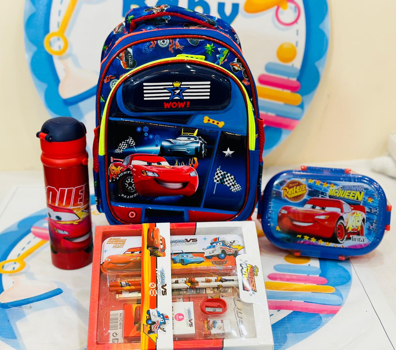 12 to 13 inches 3d cars themed bag set playgroup/ nursery