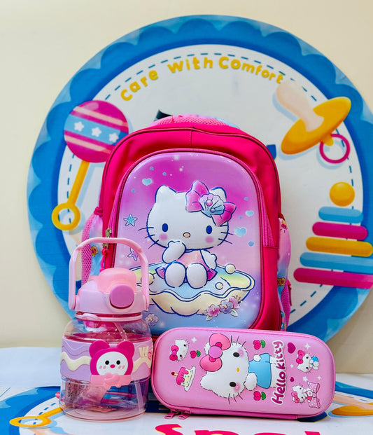 14 to 15 inches hello kitty bag set- nursery to kg