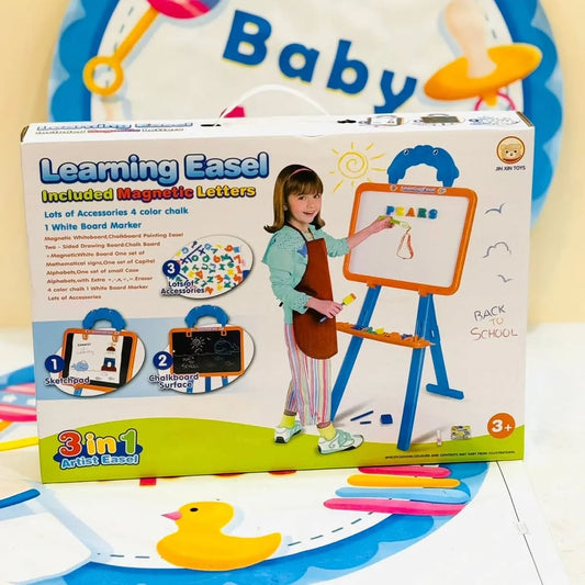 Give your child the perfect space to learn, draw, and explore creativity with our 3-in-1 Learning Easel! Designed to teach math, alphabets, and art, this versatile easel makes education fun and interactive.