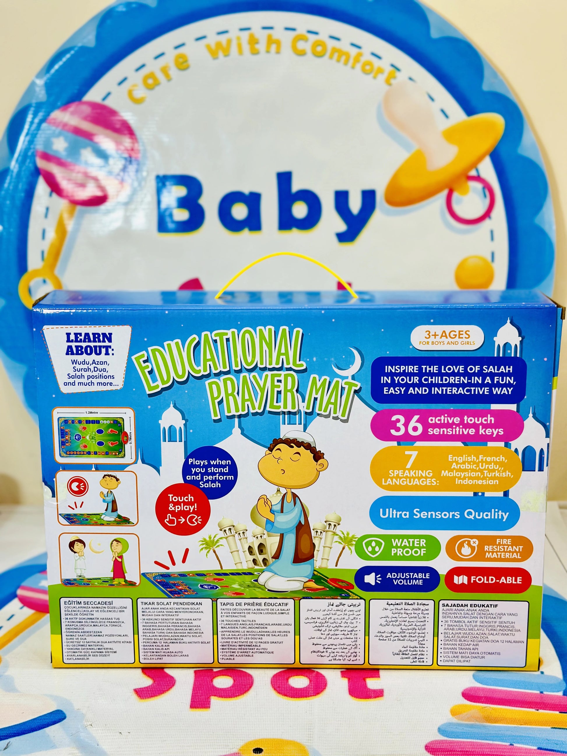 Make learning prayer easy and engaging for kids with this Interactive Kids' Namaz Mat. Designed with 36 touch-sensitive keys, it guides little ones through prayers in 7 different languages, making it a perfect tool for early Islamic education.