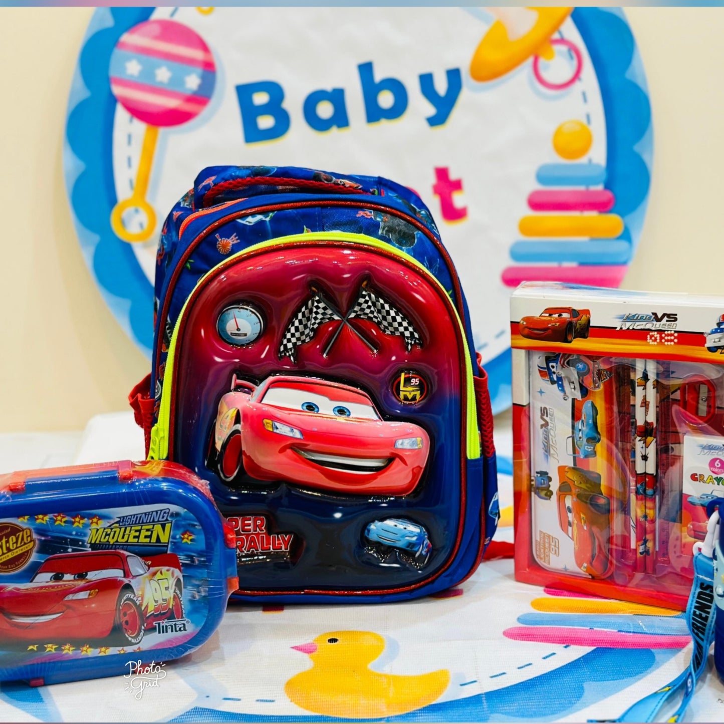 12 to 13 inches 3d cars themed bag set playgroup/ nursery