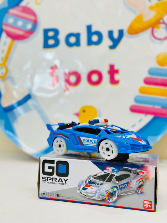 Gear up for high-speed chases with the Remote-Controlled Police Car, designed for thrilling stunts, drifts, and action-packed fun! Featuring a dynamic tail spray effect, flashing lights, and smooth remote control navigation, this 1:20 scale stunt car is perfect for young officers ready to patrol the streets in style.