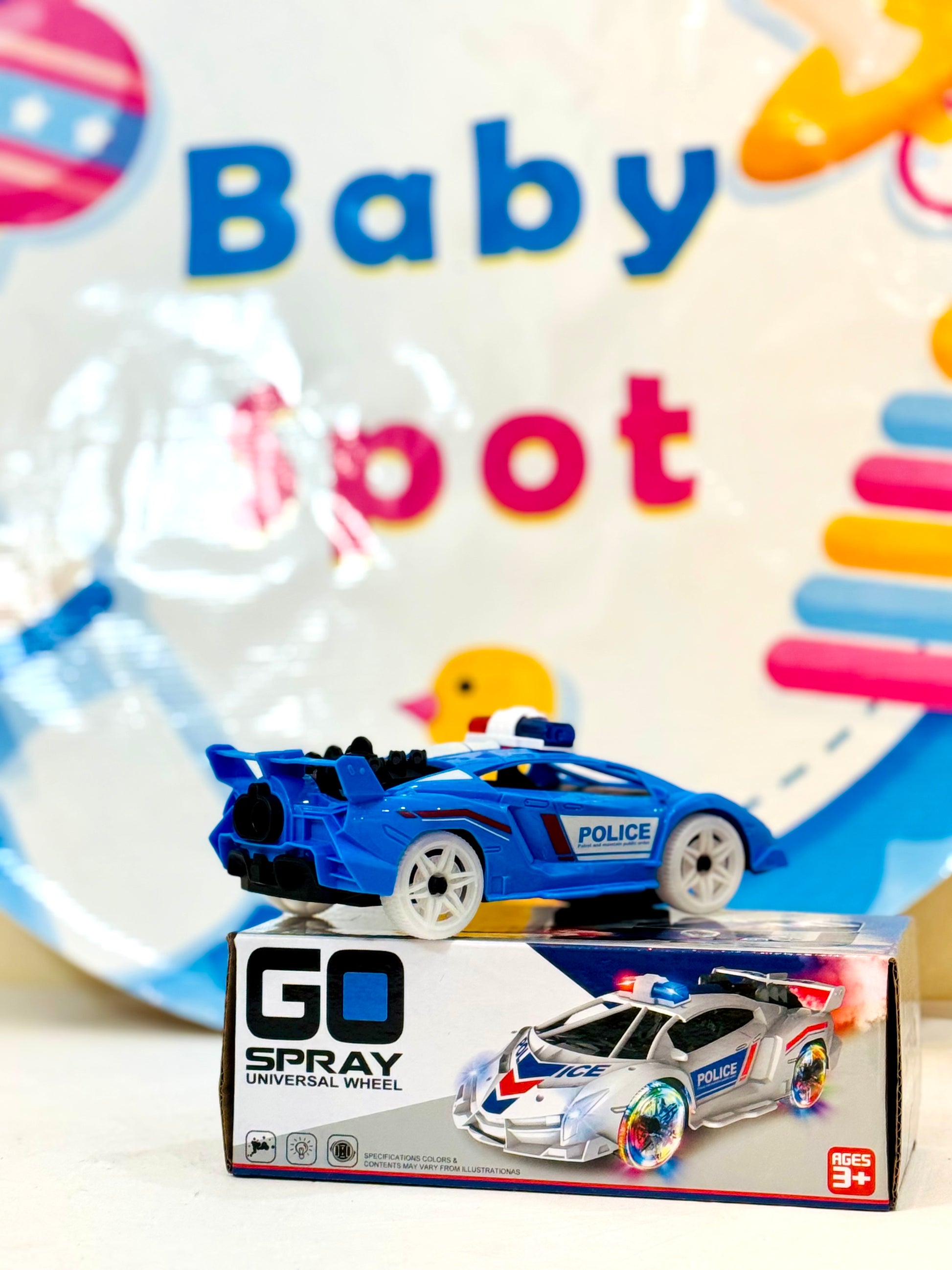 Gear up for high-speed chases with the Remote-Controlled Police Car, designed for thrilling stunts, drifts, and action-packed fun! Featuring a dynamic tail spray effect, flashing lights, and smooth remote control navigation, this 1:20 scale stunt car is perfect for young officers ready to patrol the streets in style.