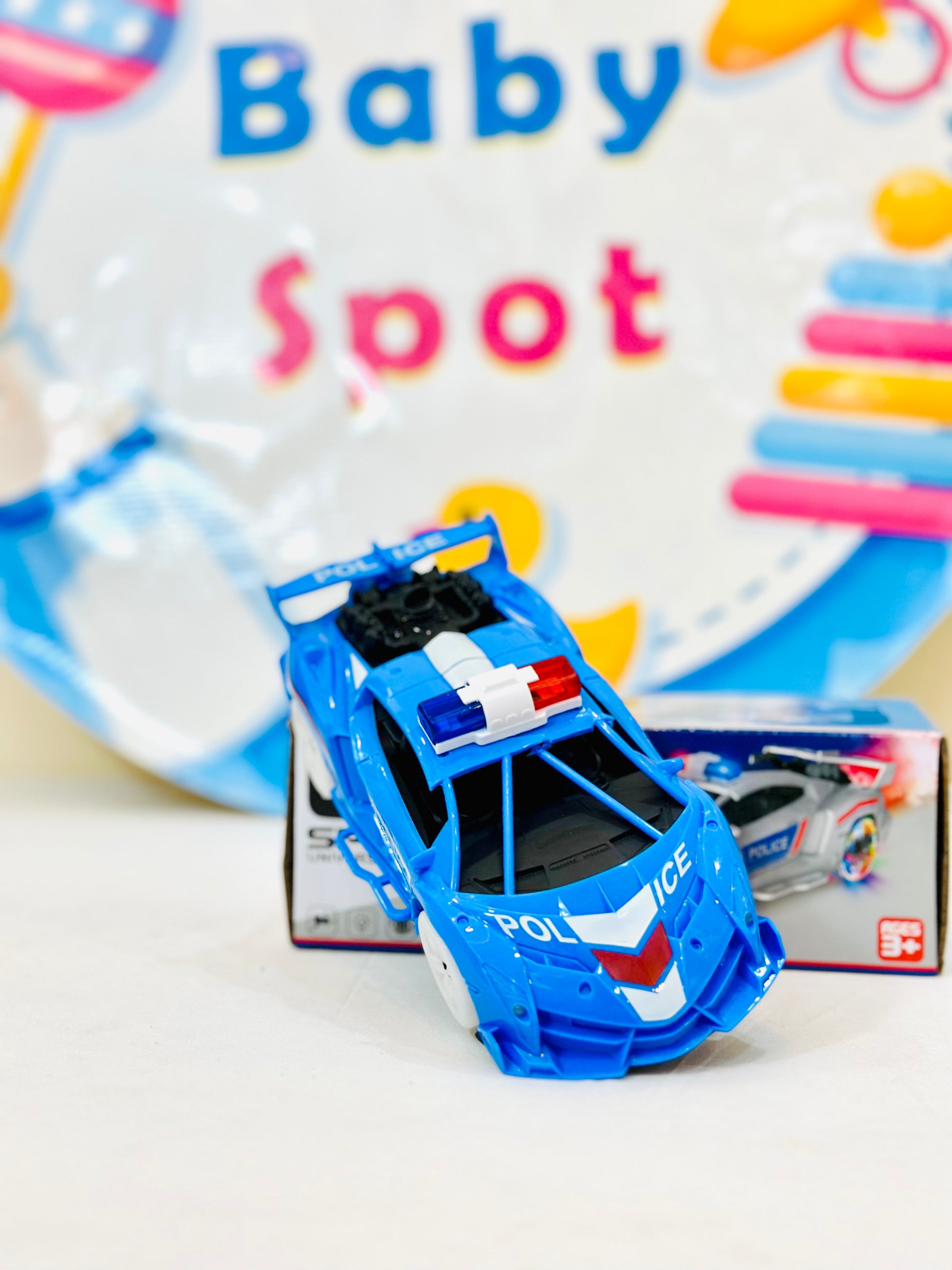 Gear up for high-speed chases with the Remote-Controlled Police Car, designed for thrilling stunts, drifts, and action-packed fun! Featuring a dynamic tail spray effect, flashing lights, and smooth remote control navigation, this 1:20 scale stunt car is perfect for young officers ready to patrol the streets in style.