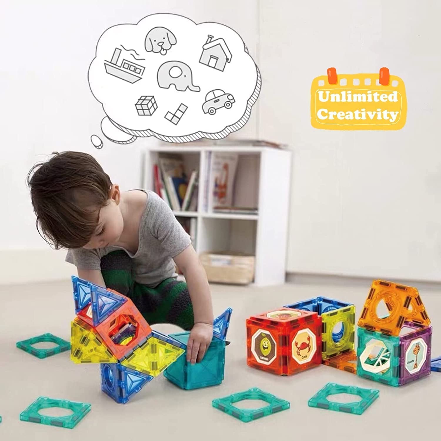 Unleash endless creativity with this 52-piece Magnetic Tile Set, designed to inspire young minds through hands-on play and learning. With vibrant colors and strong magnets, kids can build exciting 3D structures, intricate designs, and creative tracks, all while enhancing problem-solving skills, spatial awareness, and imagination.