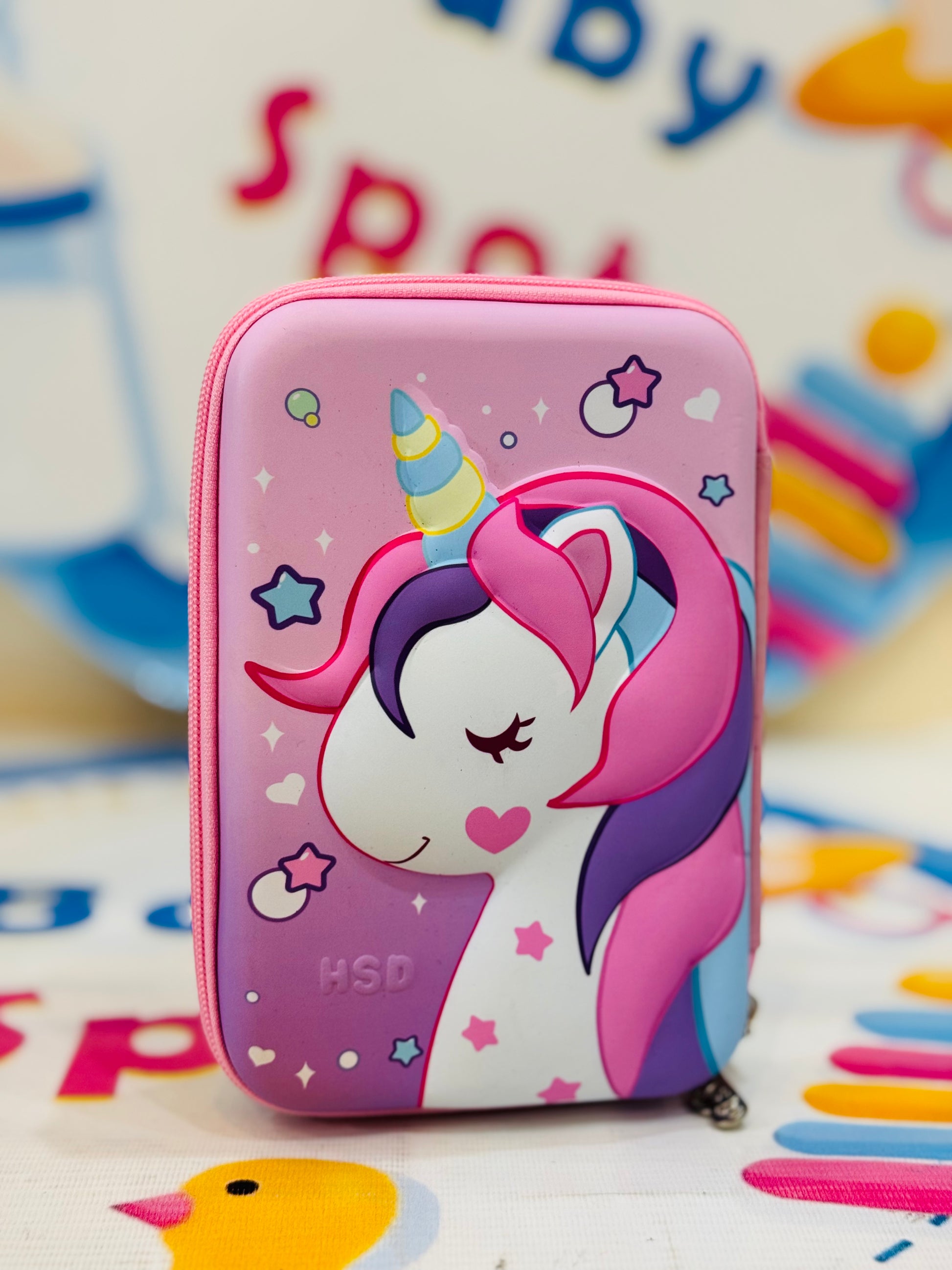 Let your little one add a touch of magic to their school day with this Unicorn 3D Embossed Pencil Case! Made with durable fiber material, this whimsical unicorn pouch keeps stationery organized while featuring a beautiful 3D embossed unicorn design that sparkles with charm.