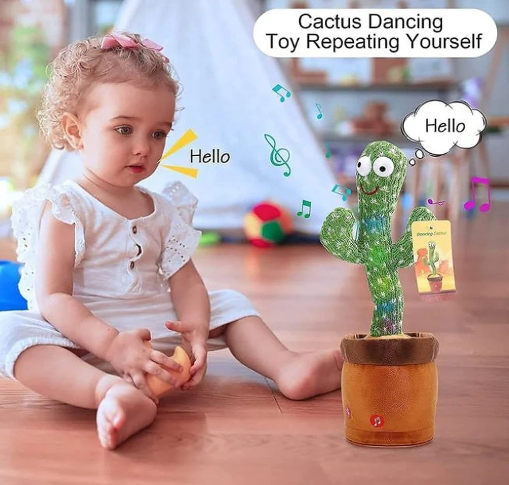 Bring joy and laughter to your home with the Dancing Talking Cactus Toy! This adorable plush cactus sings, dances, and repeats what you say in a funny voice, making it a perfect companion for kids and adults alike. With its USB rechargeable design, you can enjoy endless entertainment without worrying about batteries.