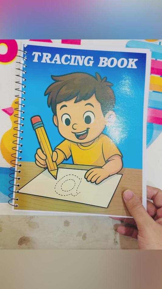 Reusable Educational Tracing Work Book for kids 64 Pages ( 2 Markers & Duster Attched).                    (Urdu Tracing also included in this book)