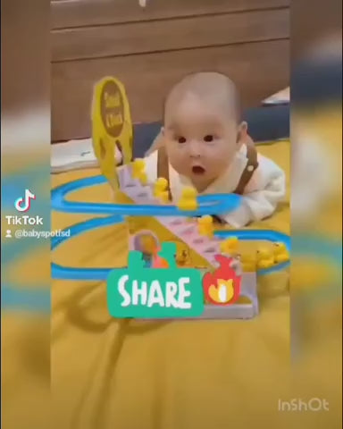 Watch your little one giggle with joy as adorable ducklings climb the stairs and slide down the track in this exciting Duck Track Toy! Designed to enhance motor skills and hand-eye coordination, this engaging playset features cheerful music, flashing lights, and nonstop racing action to keep kids entertained for hours.