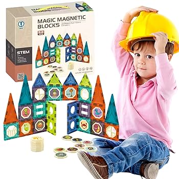 52 Pcs Magnetic Tiles for Kids | Building & Construction Set
