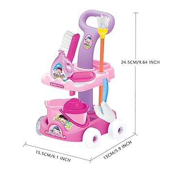 Realistic Cleaning Set Kit With Trolley Toy For Kid
