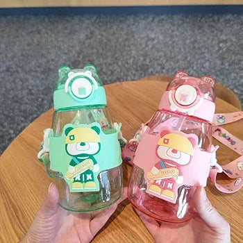 Water Bottle 550 Ml Sipper Portable with Straw- GREEN
