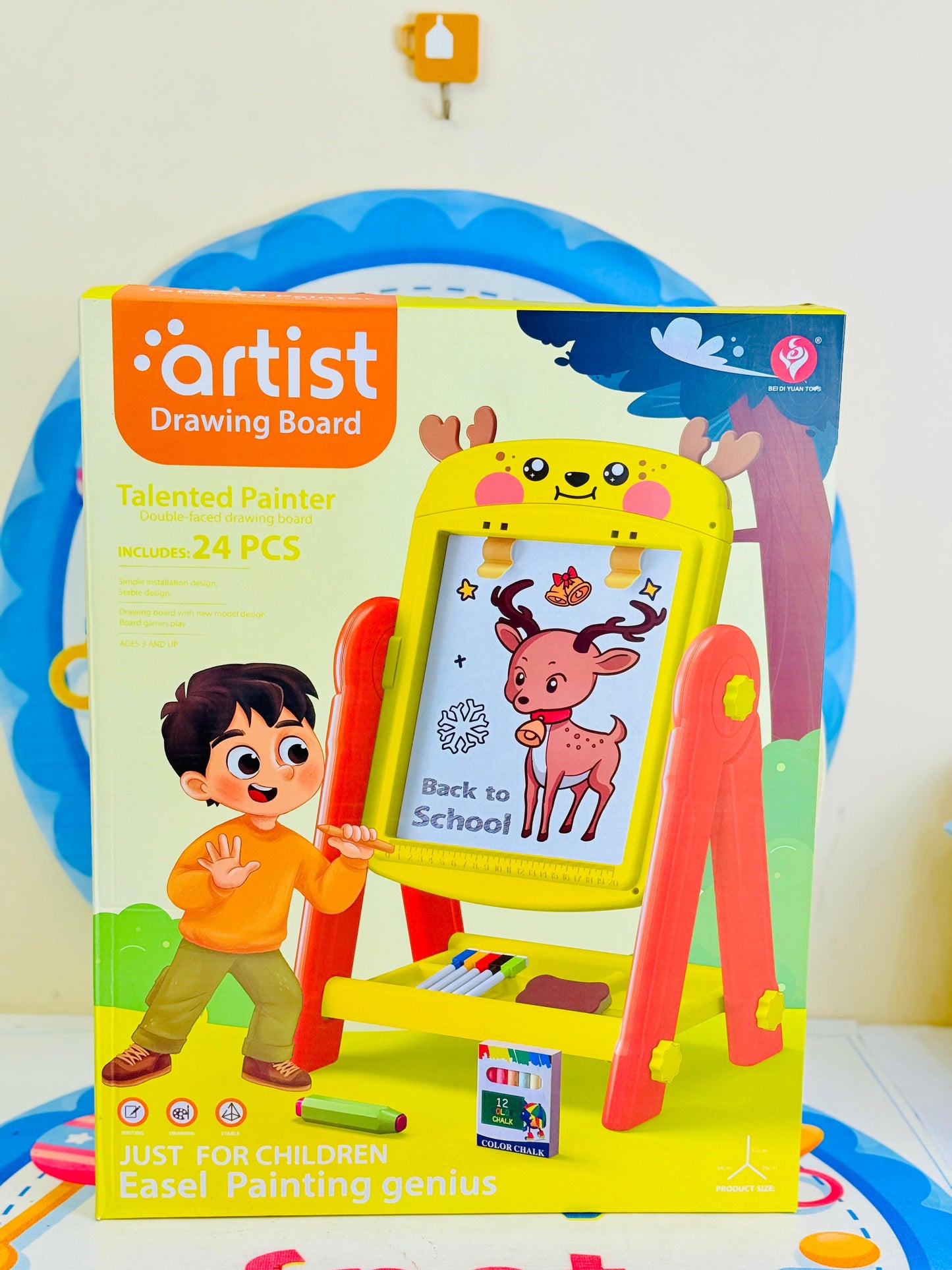 Adjustable Plastic Standing Art Easel Whiteboard and Chalkboard