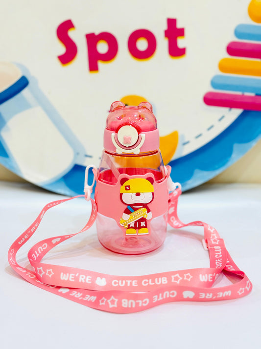 Water Bottle 550 Ml Sipper Portable with Straw- PINK