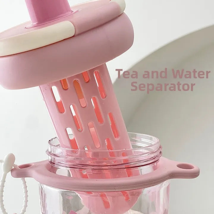 Floral design portable straw cup for kids 950 ml capacity