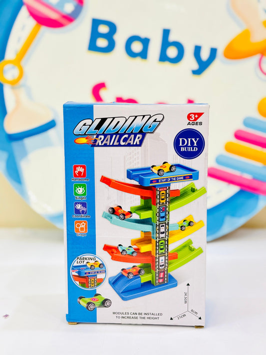 Toddler Car Ramp Toy with 6 Ramps and 8 Mini Cars for Racing Fun