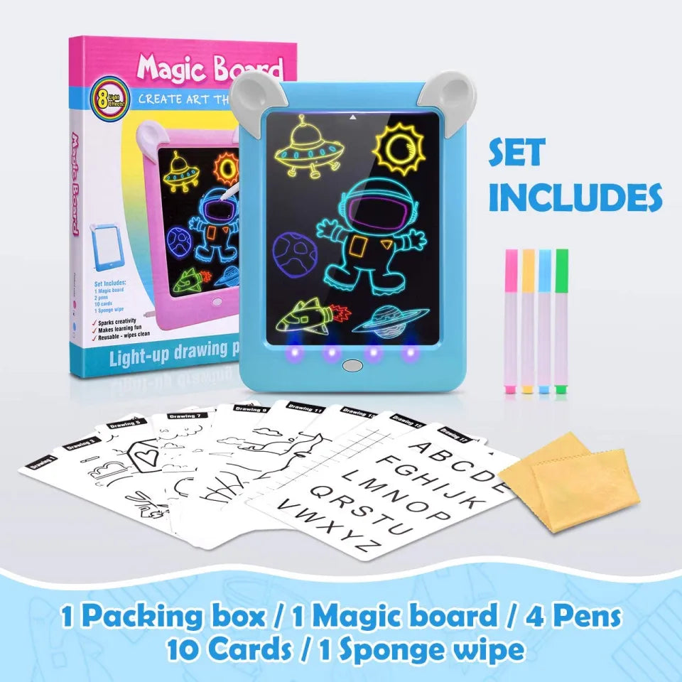 3D Magic Drawing Board for kids,create Art that glows.