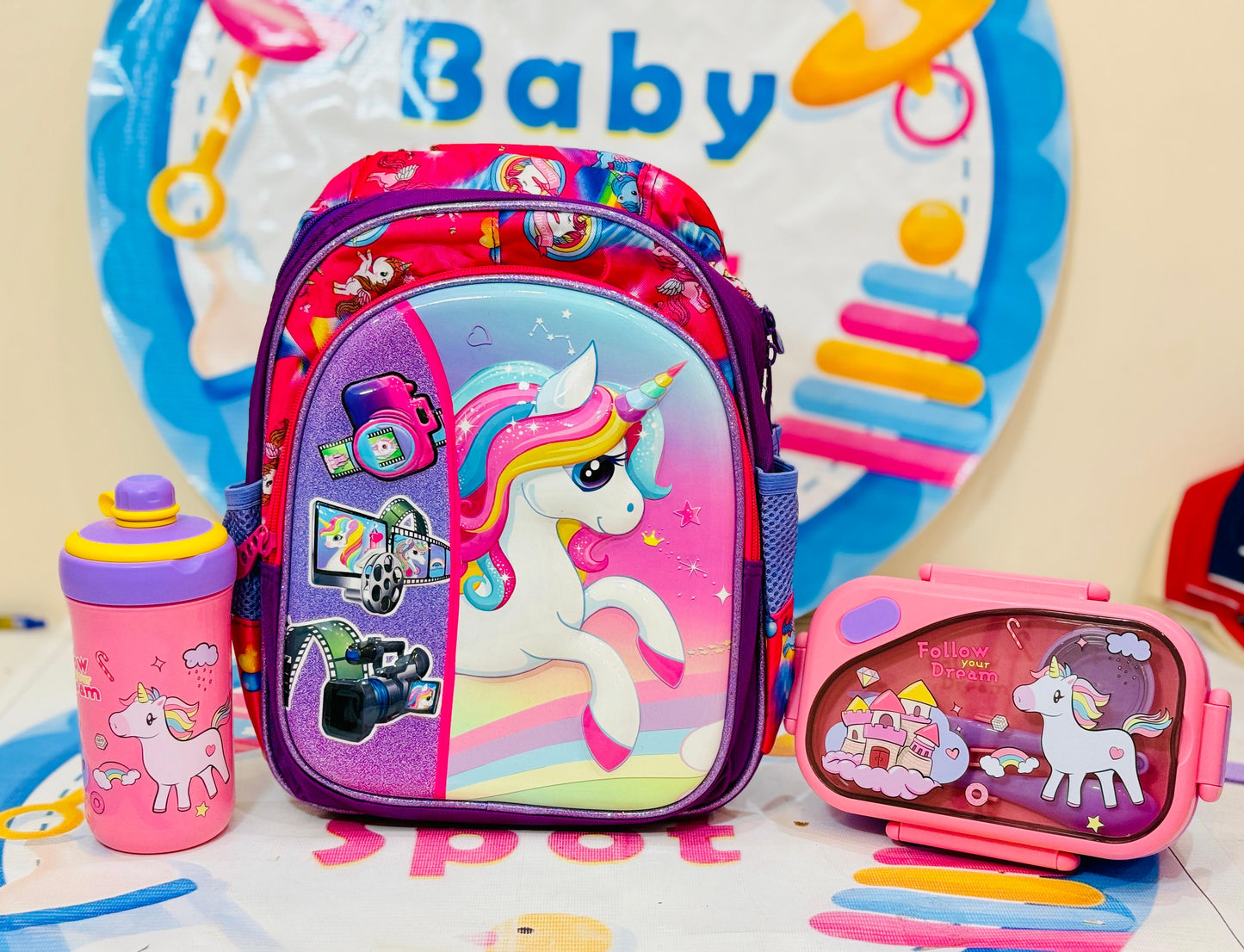 12 to 13 inches 3d unicorn set  playgroup/ nursery