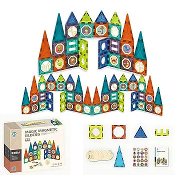52 Pcs Magnetic Tiles for Kids | Building & Construction Set