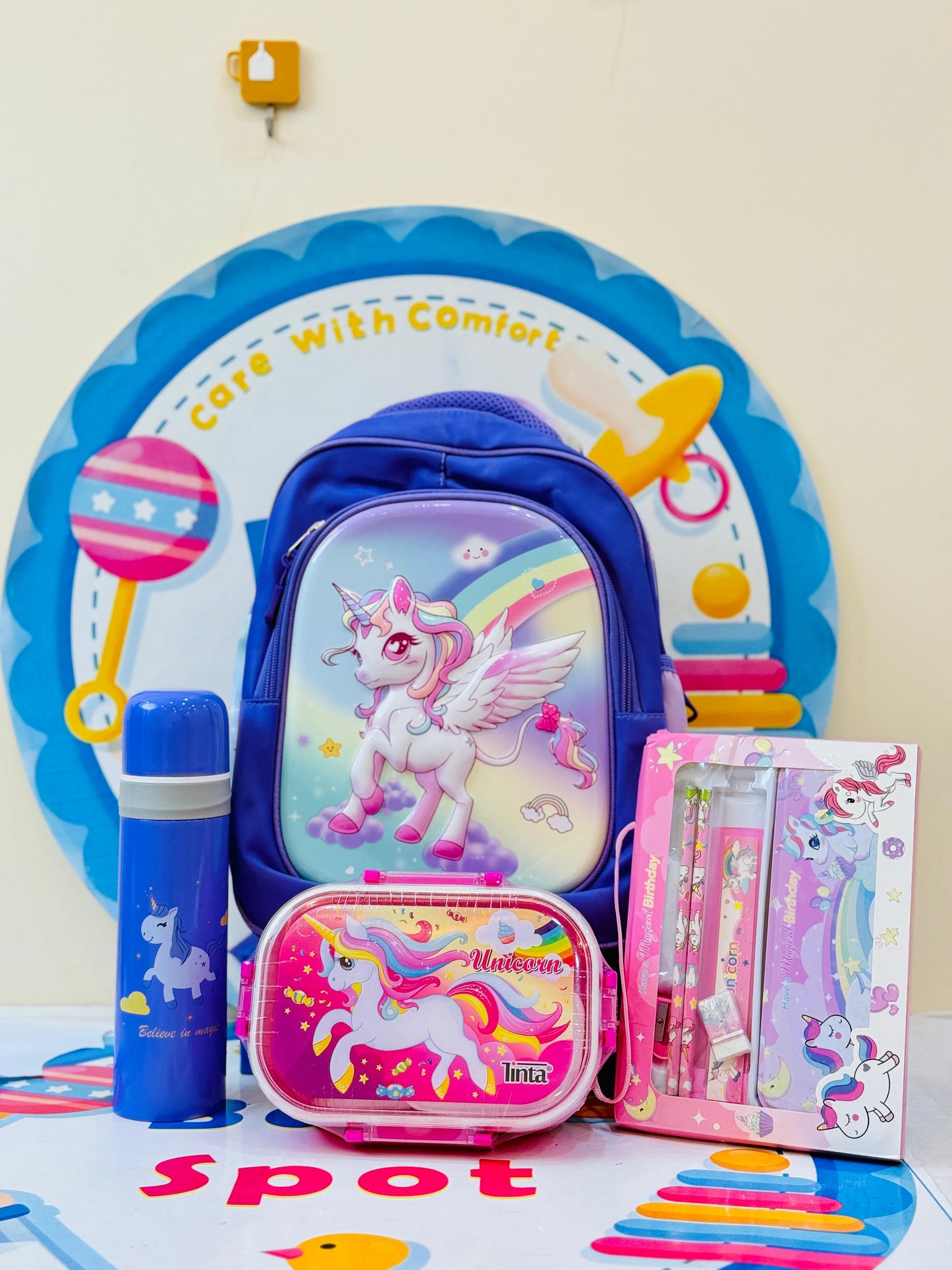 14 to 15 inches 3d unicorn bag set-