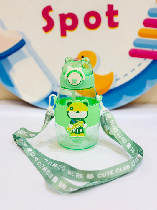 Water Bottle 550 Ml Sipper Portable with Straw- GREEN