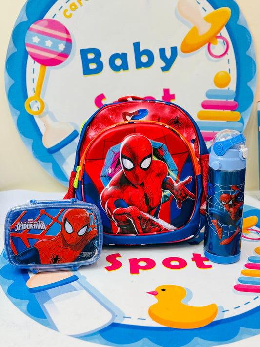 12 to 13 inches 3d Spiderman bag set- playgroup/ nursery
