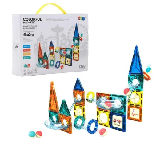 42pcs Magnetic Colorful Building Blocks with pipeline blocks