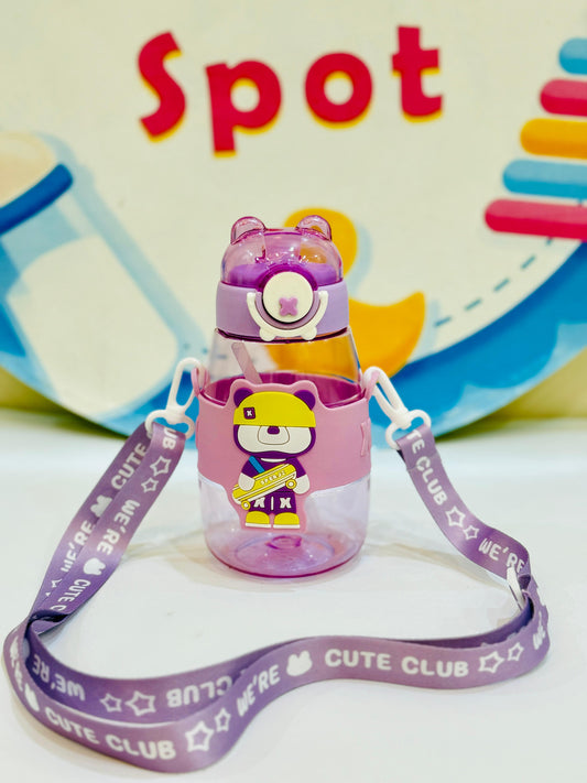 Water Bottle 550 Ml Sipper Portable with Straw- purple