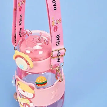 Water Bottle 550 Ml Sipper Portable with Straw- PINK