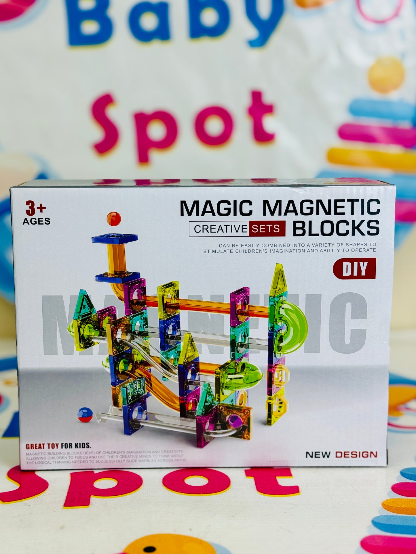 42-Piece Magnetic tiles with pipeline track  – STEM Learning Building Blocks for Kids