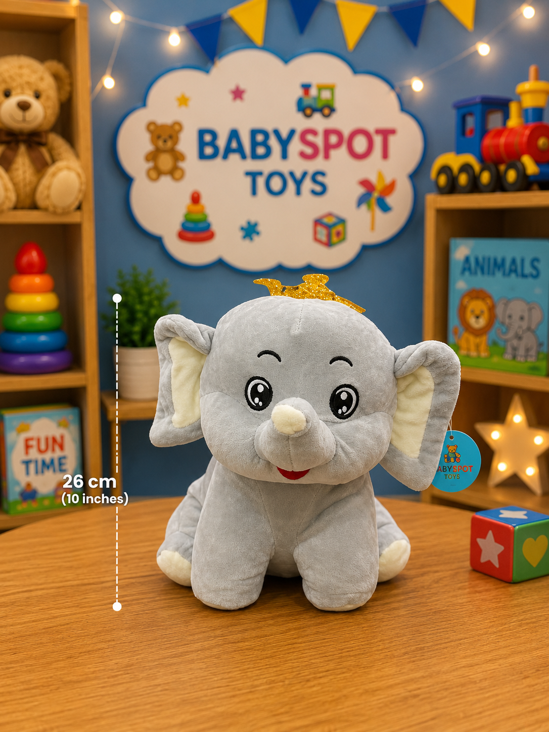 Crown Elephant Plush Toy 28 cm