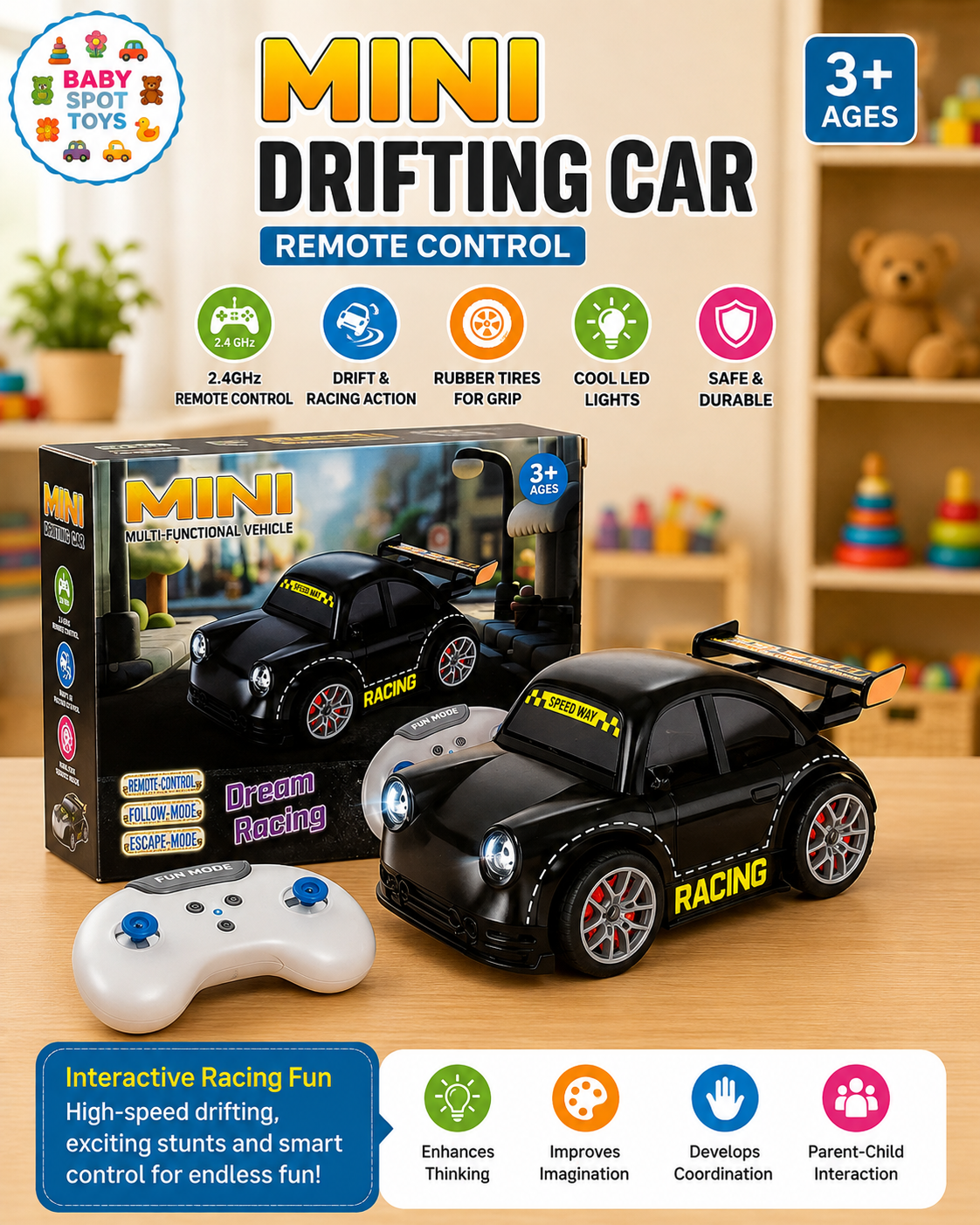Mini drifting remote control racing car