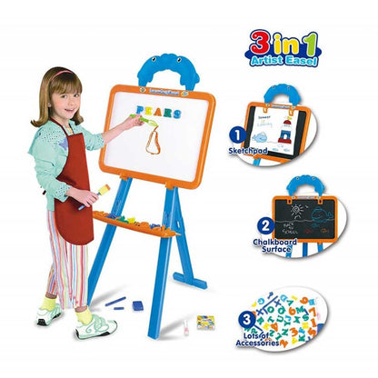 Kids learning easel with whiteboard and chalkboard