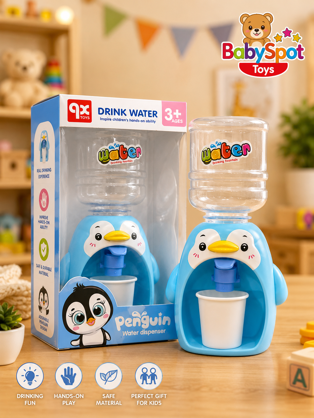 Penguin Water Dispenser – Kids Drinking & Pretend Play Toy