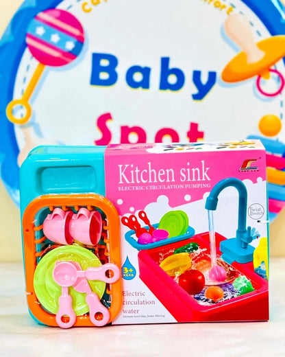 Toy kitchen sink with play accessories for kids