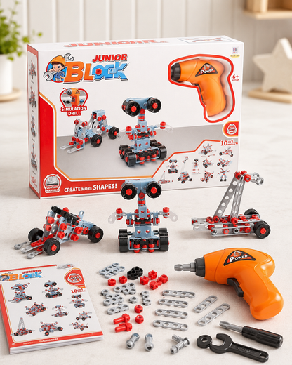 286-piece DIY junior mechanic tool kit with drill