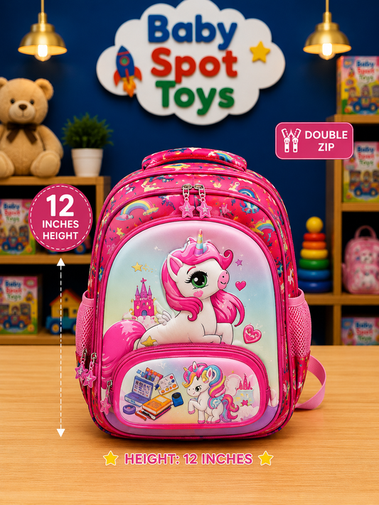 3D Unicorn School Bag Lightweight Backpack 12-13 Inch