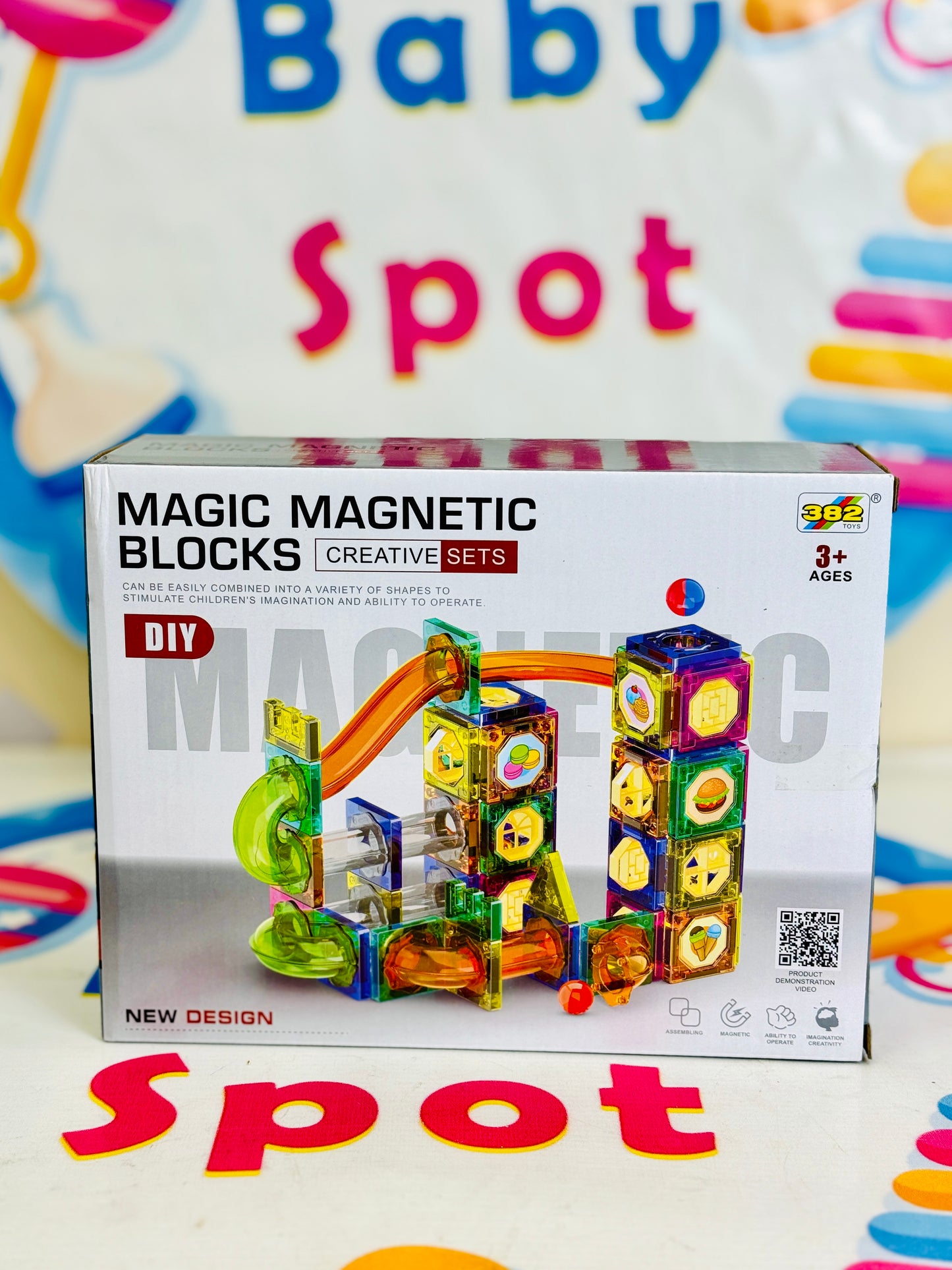 42-Piece Magnetic tiles with pipeline track  – STEM Learning Building Blocks for Kids
