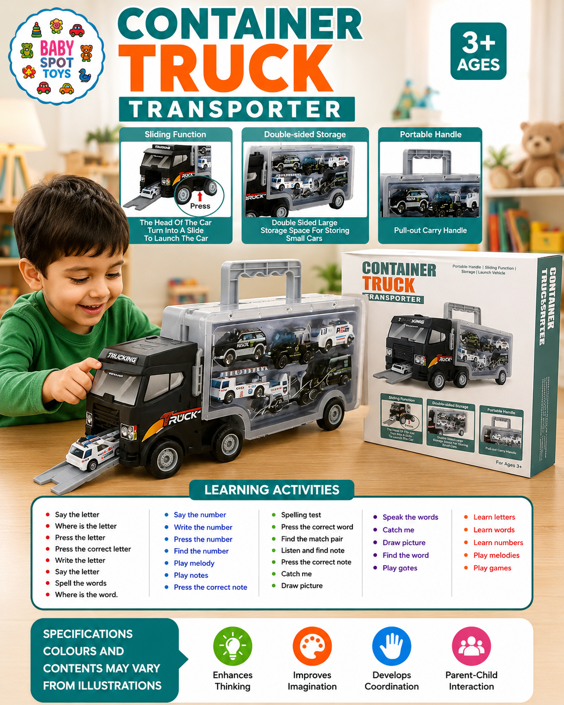 Car transporter truck toy for children