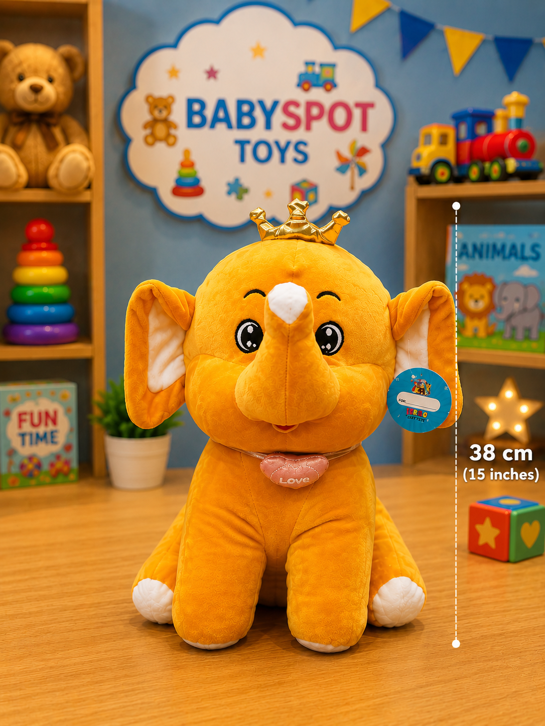 Crown Elephant Plush Toy 38 cm