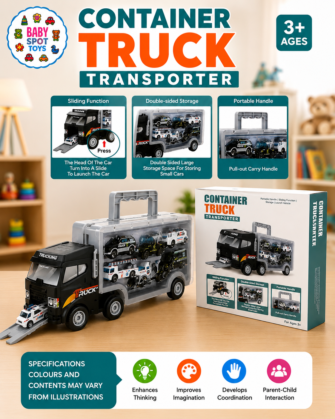 Container truck car carrier toy for kids