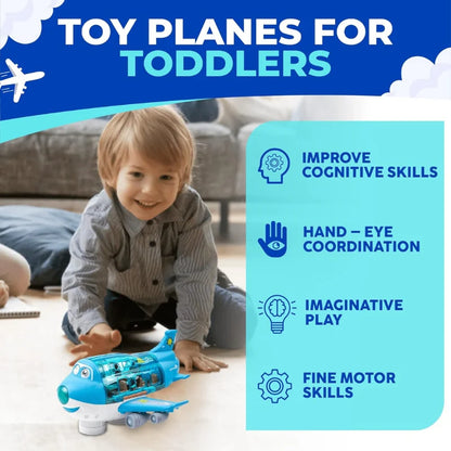 Interactive aeroplane toy with flashing lights