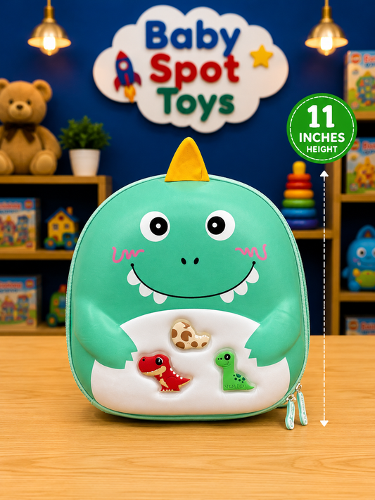 Cute 3D Dinosaur Kids Backpack – Green 11-Inch Preschool & Travel Bag